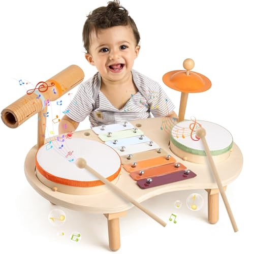 Receka Wooden Musical Instruments Drumset for Kids