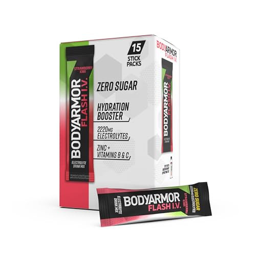 BODYARMOR Strawberry Kiwi Flash I.V. Electrolyte Packets, 15 Count