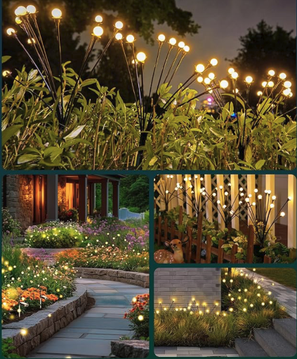 4 Pack Solar Garden Lights 48 LED Firefly Lights