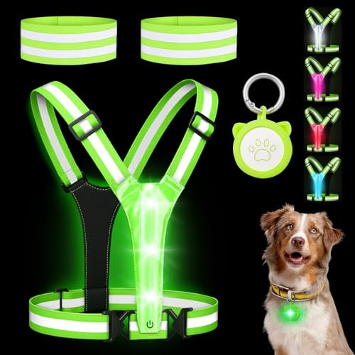 LED Reflective Safety Running/Walking Vest Set w/Dog Tag  