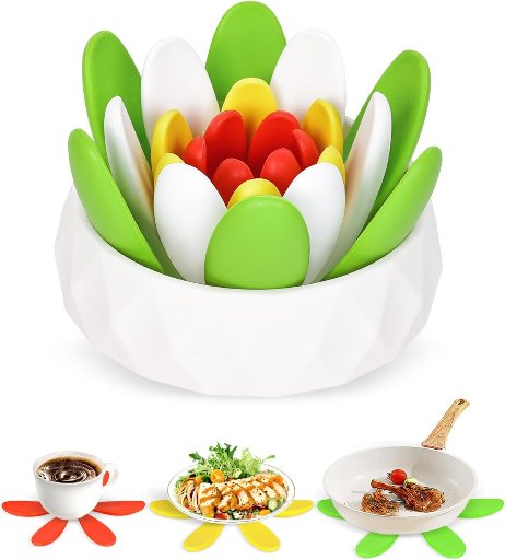 4 Pack of Silicone Trivets & Storage Tray