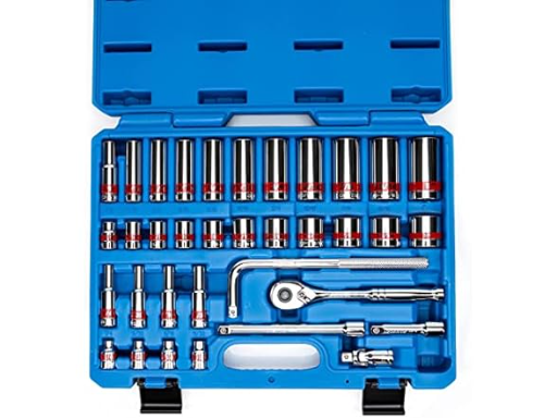 NEIKO 3/8” Drive Socket Set with Quick Release Ratchet