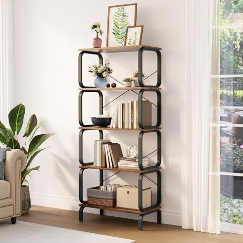 Industrial 5 Tier Bookshelf