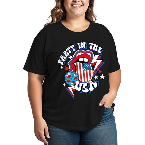 Women's Plus Size Patriotic American Flag Graphic Tee