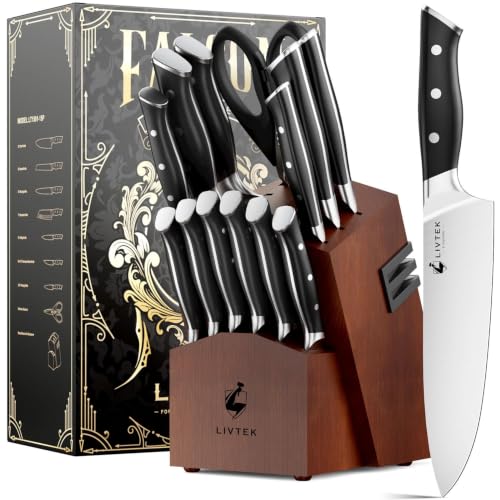 Kitchen Knife Set with Block 15PCS