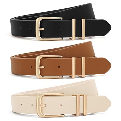 Women's Leather Belt, Set of 3