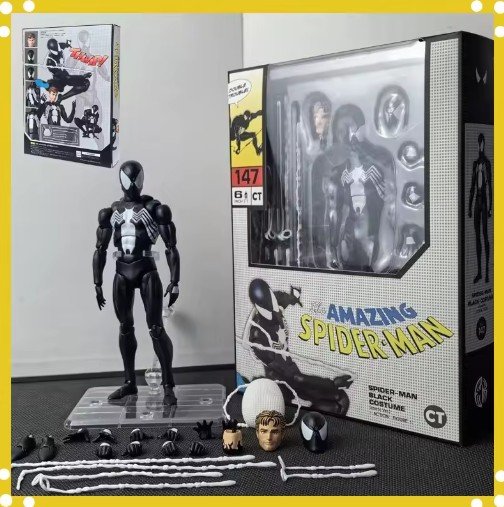 The Amazing Spider-Man MAFEX 147 S.H.Figuarts Spider Man Venom Symbiotic Black Suit Anime Action Figures 6" Model Toy