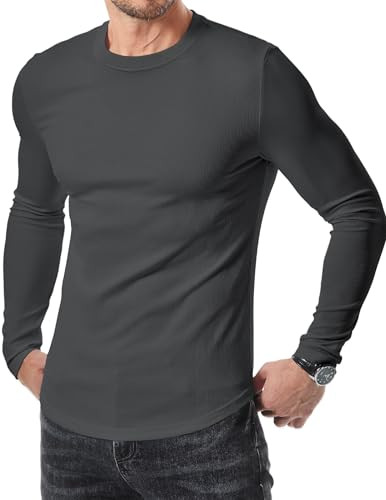 JMIERR Men's Casual Muscle Slim Fit Crewneck Long Sleeve T-Shirt
