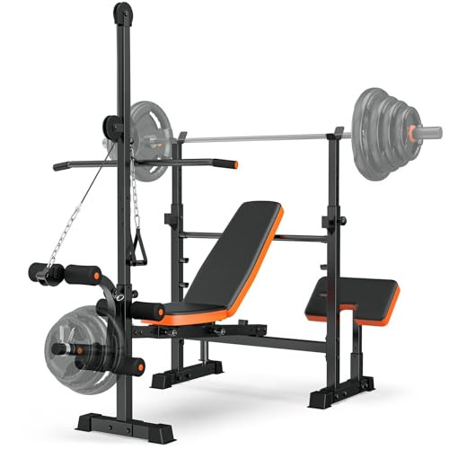 8 IN 1 Multi-Function Gym Bench with LAT Pulldown Pulley System