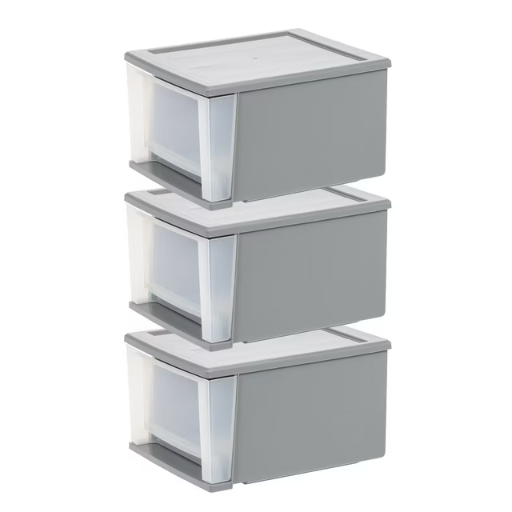 IRIS 17 Qt Medium Plastic Drawers, Under Bed Storage Bins, Stackable, Modular 3Pk