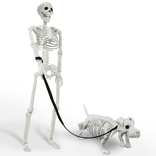 36" Skeleton with Dog Halloween Decoration