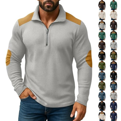 Men's Color Block Mockneck Quarter Zip Pullover Sweater