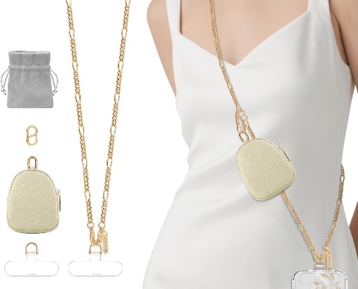 Phone Crossbody Strap With Wallet Adjustable Metal Phone Chain Clip