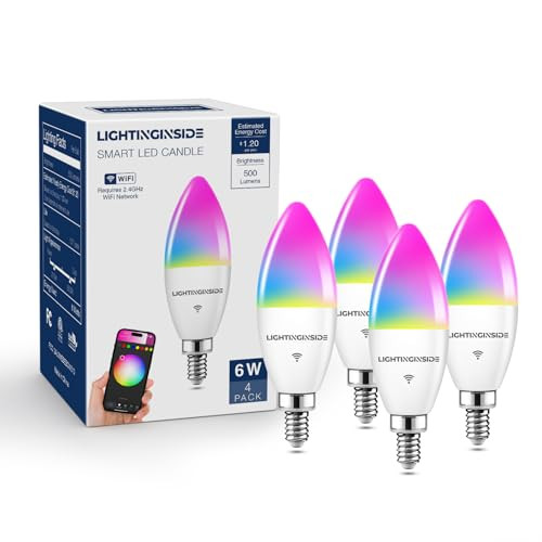 Smart WiFi LED Candelabra Bulbs, 4 Pack