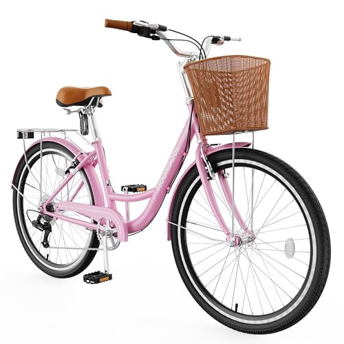 MOONCOOL Womens Beach Cruiser Bike W/26" Wheels