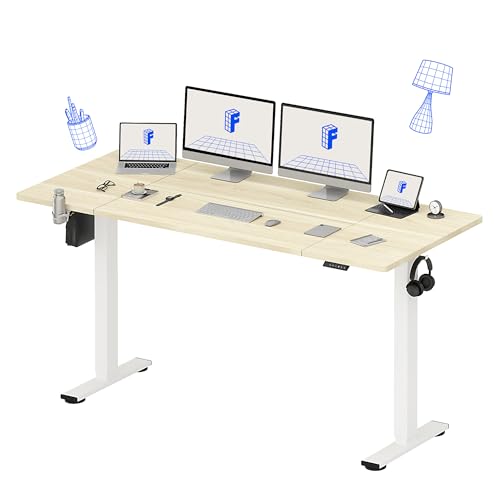 FLEXISPOT Electric Standing Desk 79" x 32" w/ Cable Management, Cup Holder & Hook (White Wood Grain) Deal
