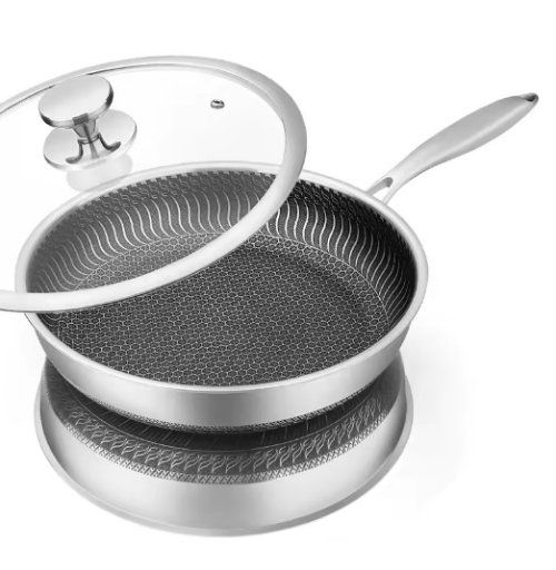 Stainless Steel Frying Pan with Lid