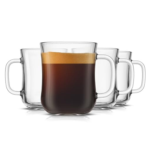 JoyJolt Glass Coffee Mugs 4-Count, 15.5 Oz.