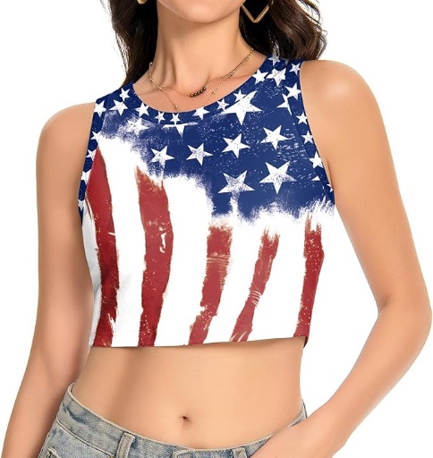 American Flag Crop Tank Tops