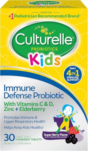 Culturelle Immune Defense Probiotic with Vitamin C, Vitamin D and Zinc + Elderberry, Mixed Berry Chewables, 30 Count Deal