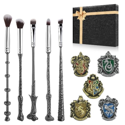 Harry Makeup Brushes with 5 Wizardary School Houses Pins
