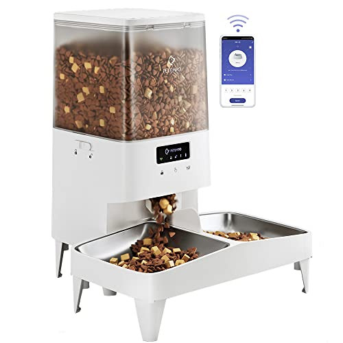 PETEMPO Automatic Feeder for Cats W/2 Bowls & APP Control