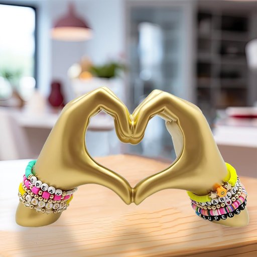 Gold Heart Hands Statues with Free Bracelet