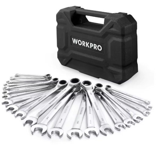 WorkPro 22-Piece 72 Teeth Ratcheting Wrench Set with Box