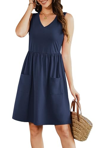 Summer Sleeveless Casual Dresses with Pockets 