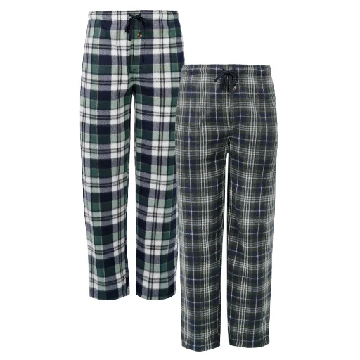 Fruit of the Loom Men's Plaid Fleece Pajama Pant 2-Pack