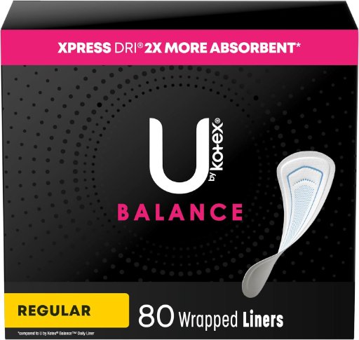 U by Kotex Balance Wrapped Panty Liners 80-Count