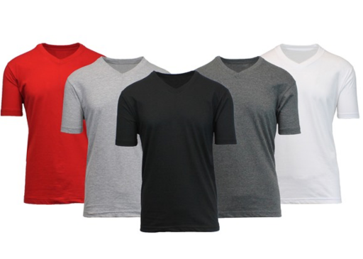 6-Pack Blue Ice Men's Cotton Blend Short Sleeve V-Neck Classic Tee