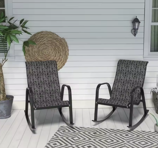 Outdoor Mesh Rocking Chairs - 2 Set