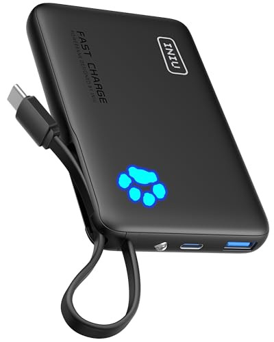 INIU 45W 10000mAh Power Bank w/ Built-in USB C Cable