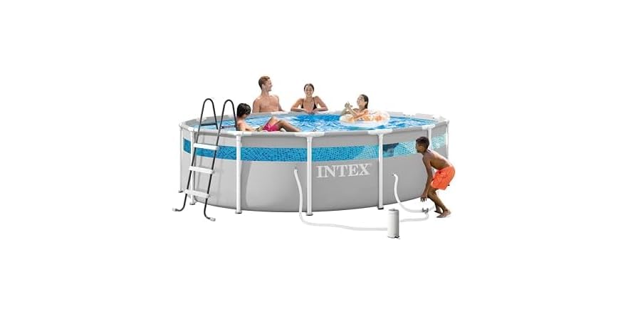 INTEX 14ft x 42in Prism Frame Clearview Premium Above Ground Pool Set Deal