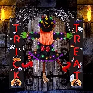 Light Up Crashing Into Tree Witch Decor