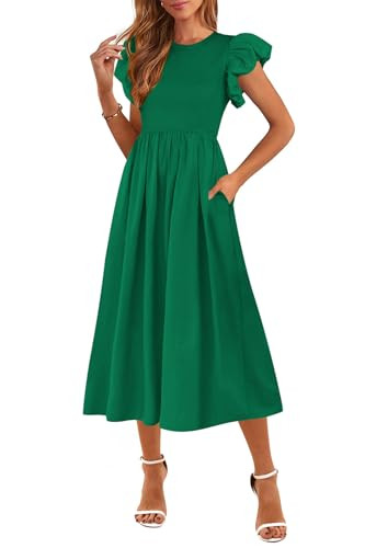 CFLONGE Puff Sleeve Summer Dresses