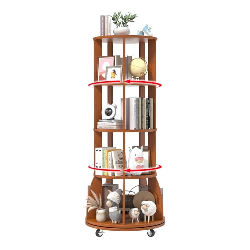 Rotating Bookshelf with Brake Wheels