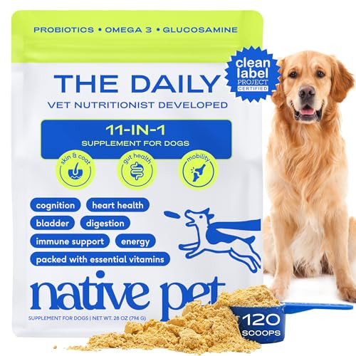Native Pet Dog Vitamins & Supplements - 11-in-1 Multivitamin Powder, 120 Scoops