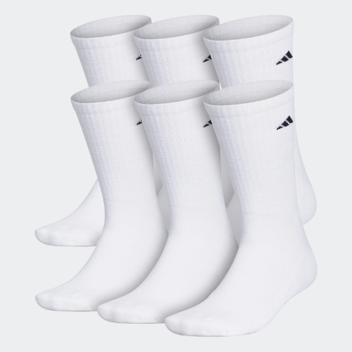 6-Pair adidas Men's Athletic Cushioned Crew Socks