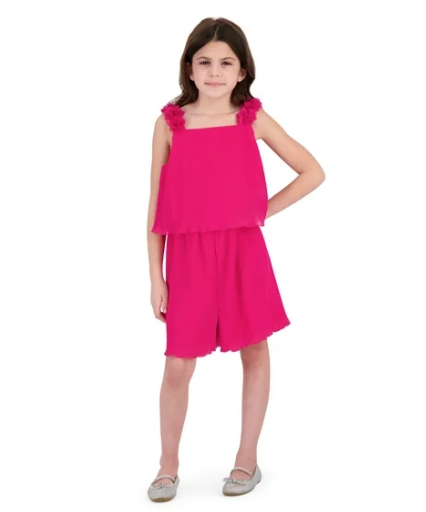 Kensie Girl Pleated Chiffon Sleeveless Romper