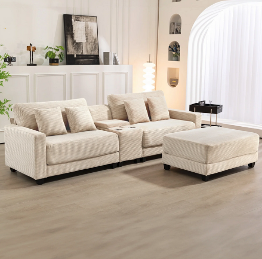 JUSTLET Sectional Sofa with Ottoman