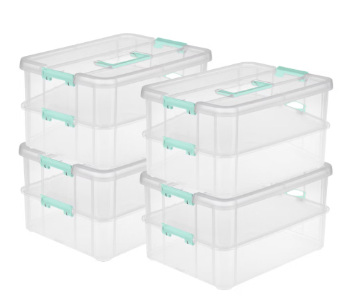Sterilite Convenient Home 2-Tier Storage Box - 4-Pack