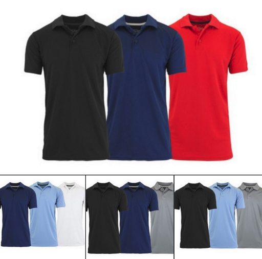 Men's Performance Quick-Dry Polo Shirt 3-Pack