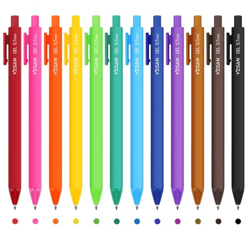 YISAN Retractable Colored Gel Pens (12-Pack)
