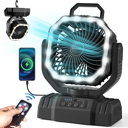 Portable Rechargeable Fan with LED Light