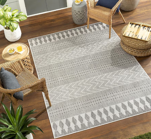 Livabliss Long Beach Polypropylene Rectangular Indoor/Outdoor Tribal Moroccan Area Rug