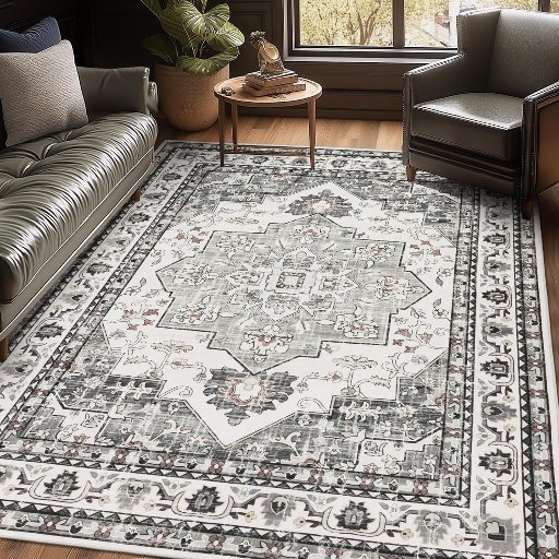 Findosom Grey Washable Area Rugs