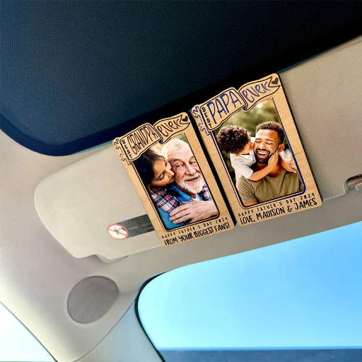 Best Father Ever Car Visor Clip - Upload Your Photo