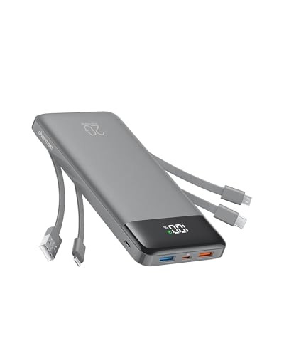 Charmast 20000mAh Portable Charger with 4 Built-in Cables & 6 Outputs